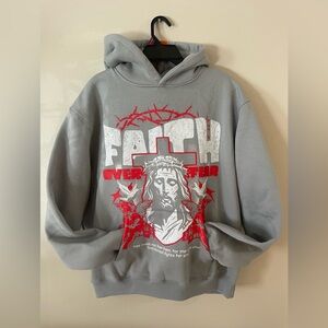 Faith Over Fear Gray Hoodie